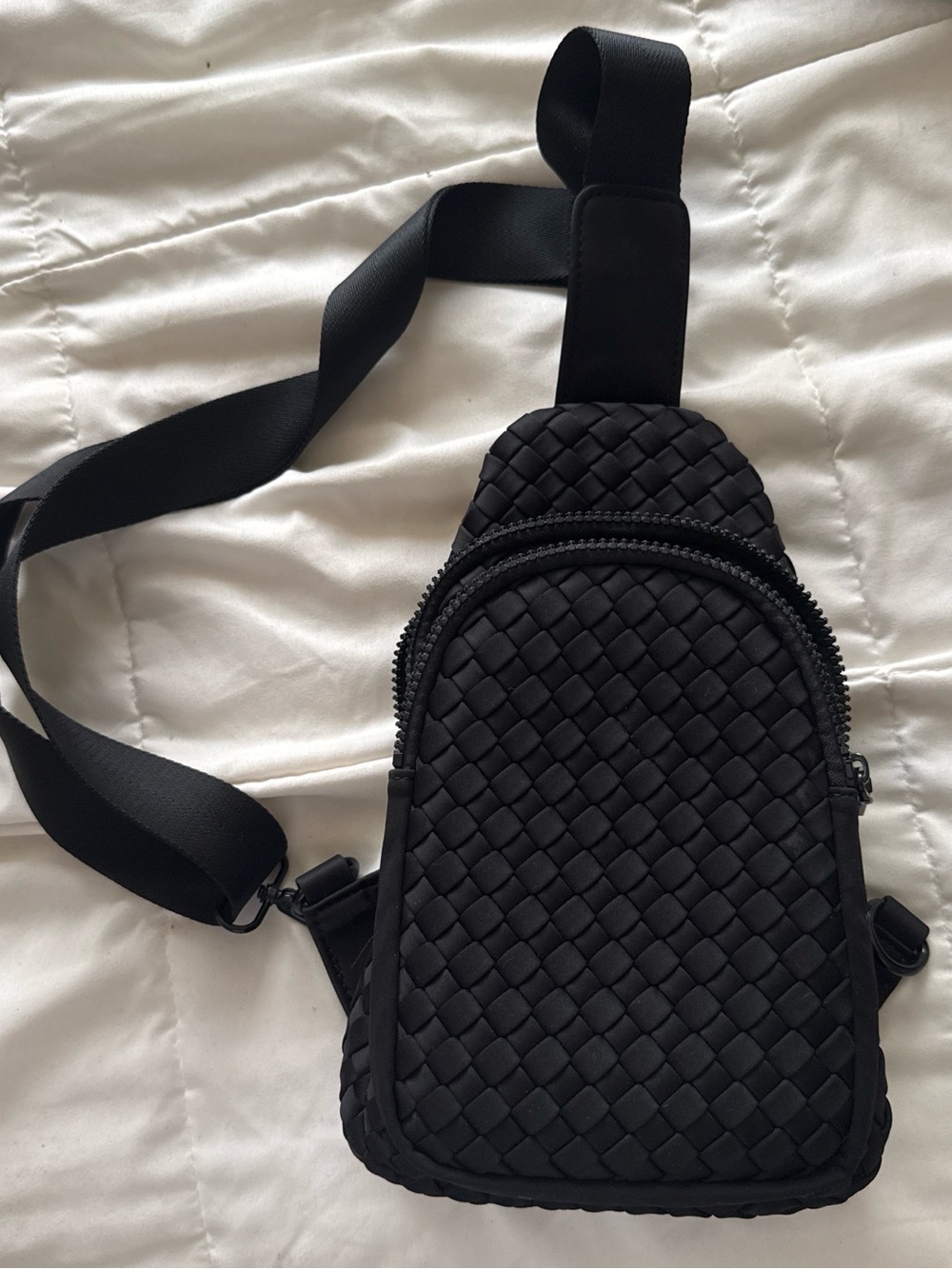 Sol Selene Black Woven Sling Bag